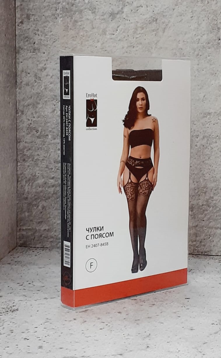 Чулки с поясом CHP-845 ажурная сетка черные Чулки с поясом CHP-845 ажурная сетка черные