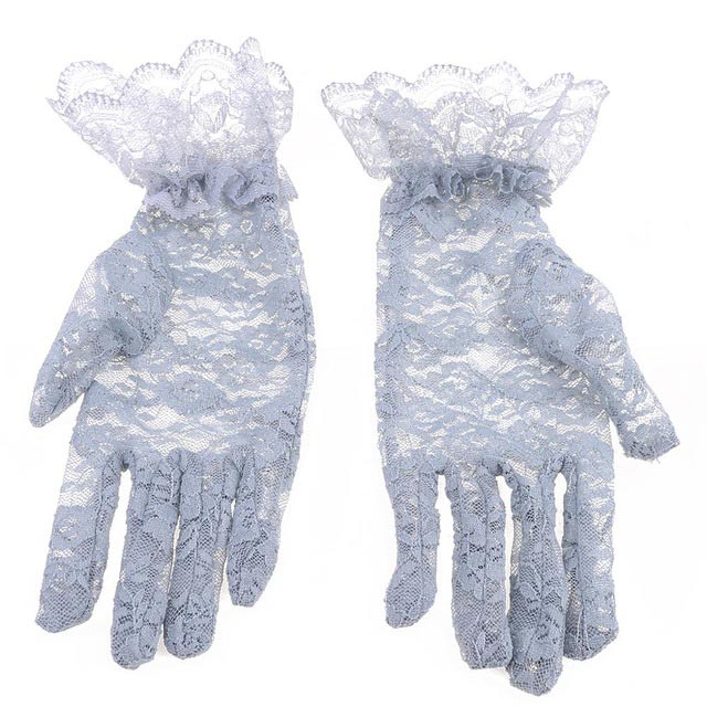 Перчатки гипюровые с оборками серые