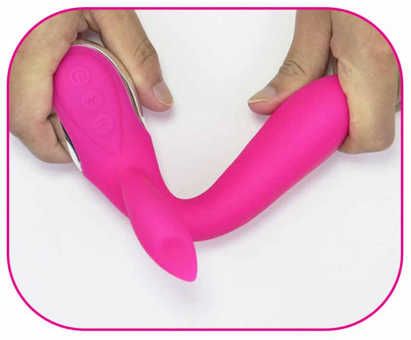 Вибромассажер с клиторальным стимулятором "Massage stick", зарядка от USB, фиолетовый