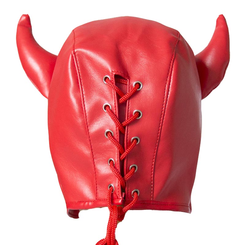 Маска-шлем с рогами Vassago красный 