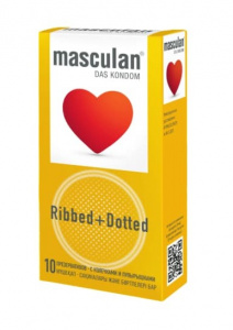 Masculan Ribbed+Dotted с пупырышками и колечками, 10шт