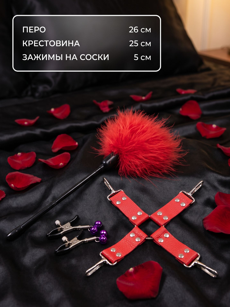 Набор БДСМ аксессуаров, 10 предметов, красный