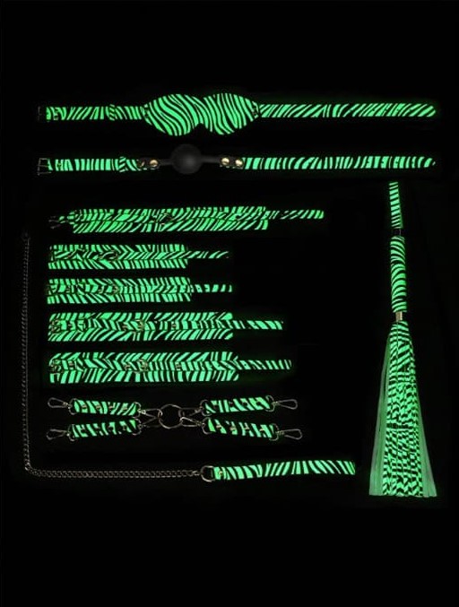 EroHot Glow Комплект БДСМ аксессуаров 8 предметов, светящийся в темноте EroHot Glow Комплект БДСМ аксессуаров 8 предметов, светящийся в темноте