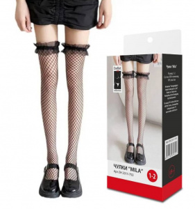 Чулки в сетку с кружевом "Mila"