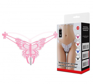 Трусики Бабочка с доступом и бусами "Butterfly Panties Pink" розовые Трусики Бабочка с доступом и бусами "Butterfly Panties Pink" розовые