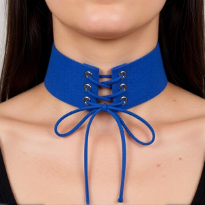 Чокер со шнуровкой, тёмно-синий