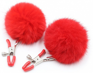Зажимы на соски с красным мехом