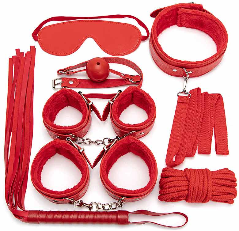 Набор аксессуаров БДСМ "Paluba Red", 7 предметов красный