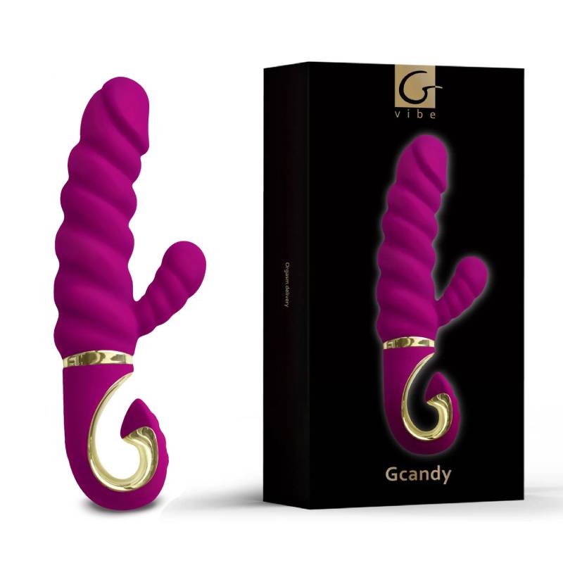 Вибратор Gvibe Gcandy с рельефной поверхностью с клиторальным стимулятором, 22х3.5 см