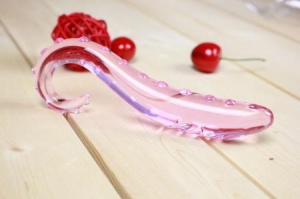 Фаллоимитатор стеклянный рельефный "Bending2" с изгибом