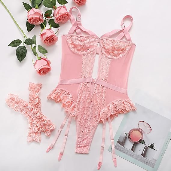 EroHot Perfect Боди корсет Miss Sevil с кружевом розовый EroHot Perfect Боди корсет Miss Sevil с кружевом розовый