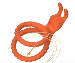 Кольцо эрекционное двойное со стимулятором "Ушастик" оранжевое