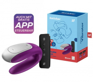 Satisfyer Стимулятор для пар Satisfyer Double Fun Connect App, с пультом ДУ, силикон, фиолетовый
