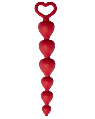 Анальная цепочка LF "Heart Ray", длина 17,5 см, цвет бордовый