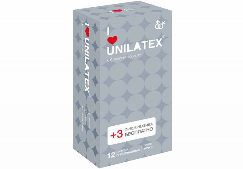 Презервативы "UNILATEX Dotted", 12+3 шт