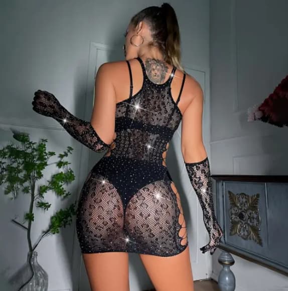 EroHot Crystal Платье сетка Laura со стразами EroHot Crystal Платье сетка Laura со стразами