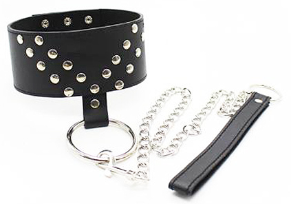 Ошейник с поводком-цепочкой и клепками "Arotosael"