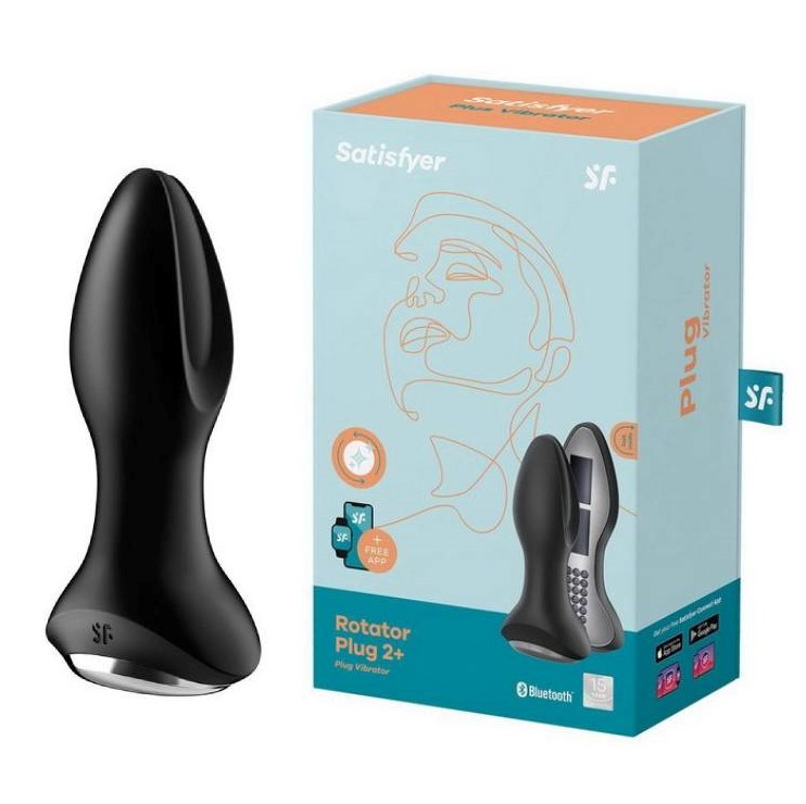 Анальная пробка с вибрацией и массажем бусинами  Satisfyer Rotator Plug2+ (Black)