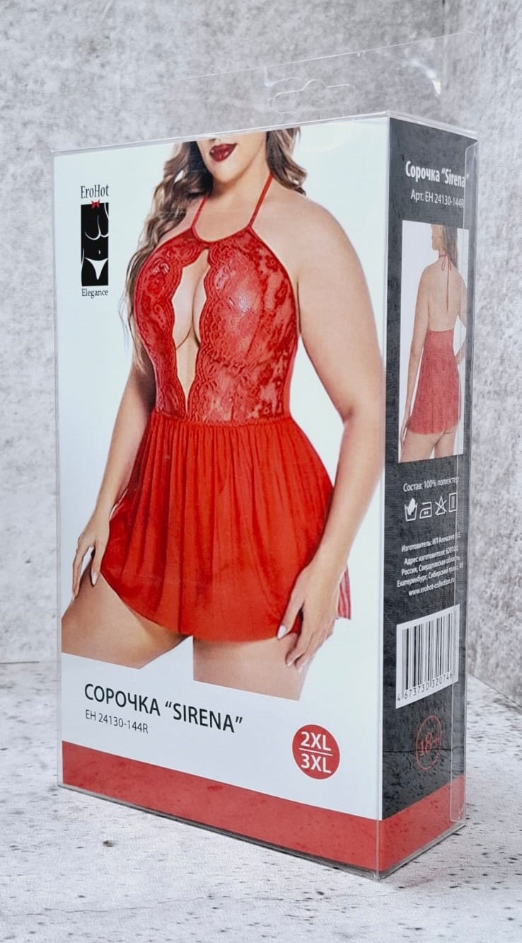 EroHot Eleganse Plus Сорочка кружевная "Sirena" красная