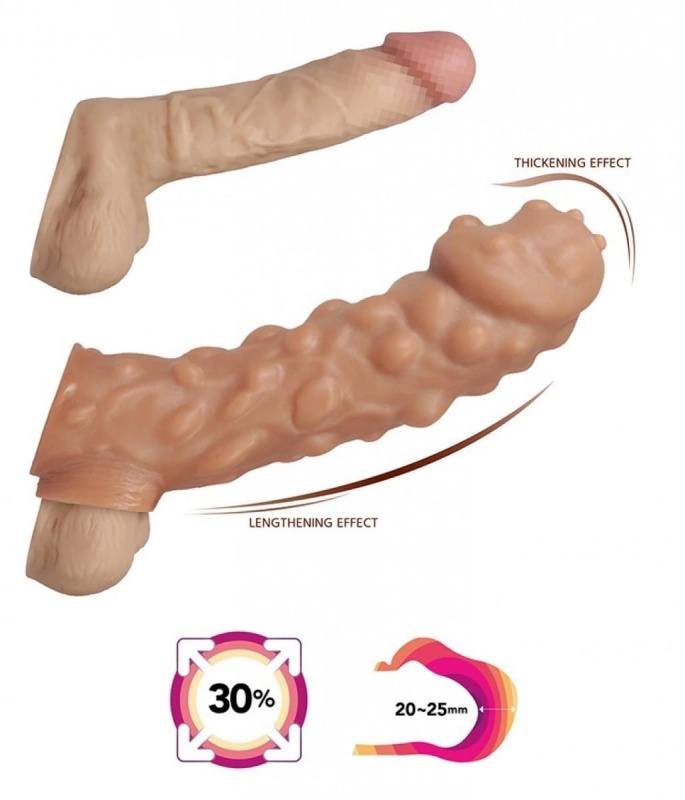 Насадка на фаллос с крупными бугорками и отверстием для мошонки EXTREME SLEEVE, M