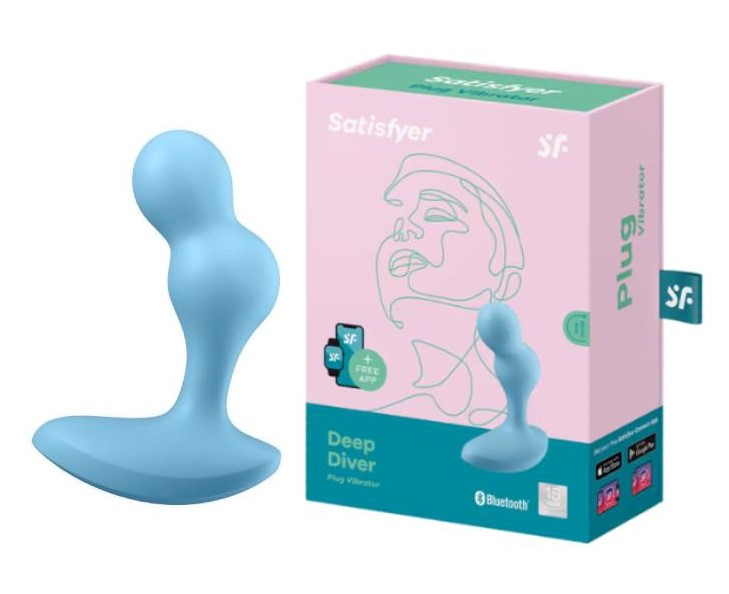 Satisfyer Анальный вибростимулятор Deep Driver, голубой