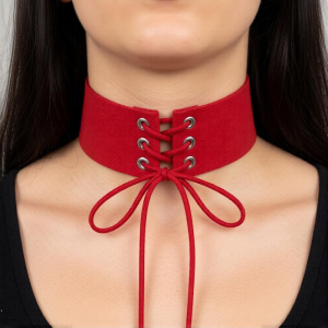 Чокер со шнуровкой, красный 