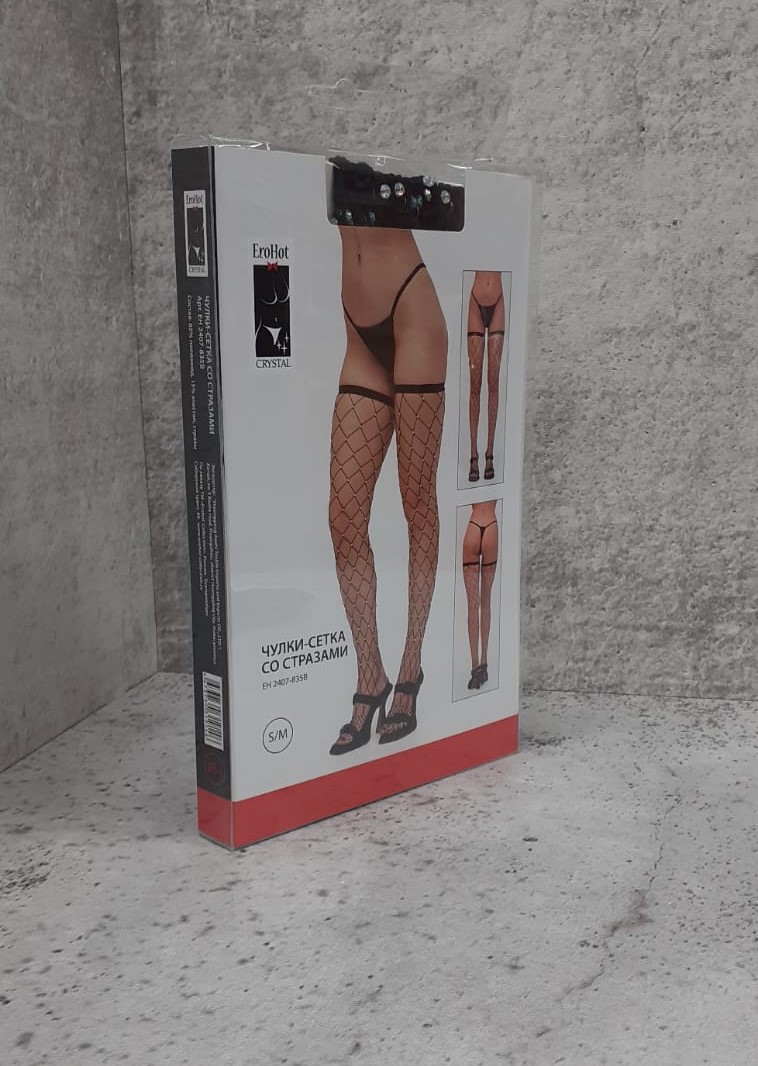 EroHot Crystal Чулки сетка CH-835 со стразами черные EroHot Crystal Чулки сетка CH-835 со стразами черные