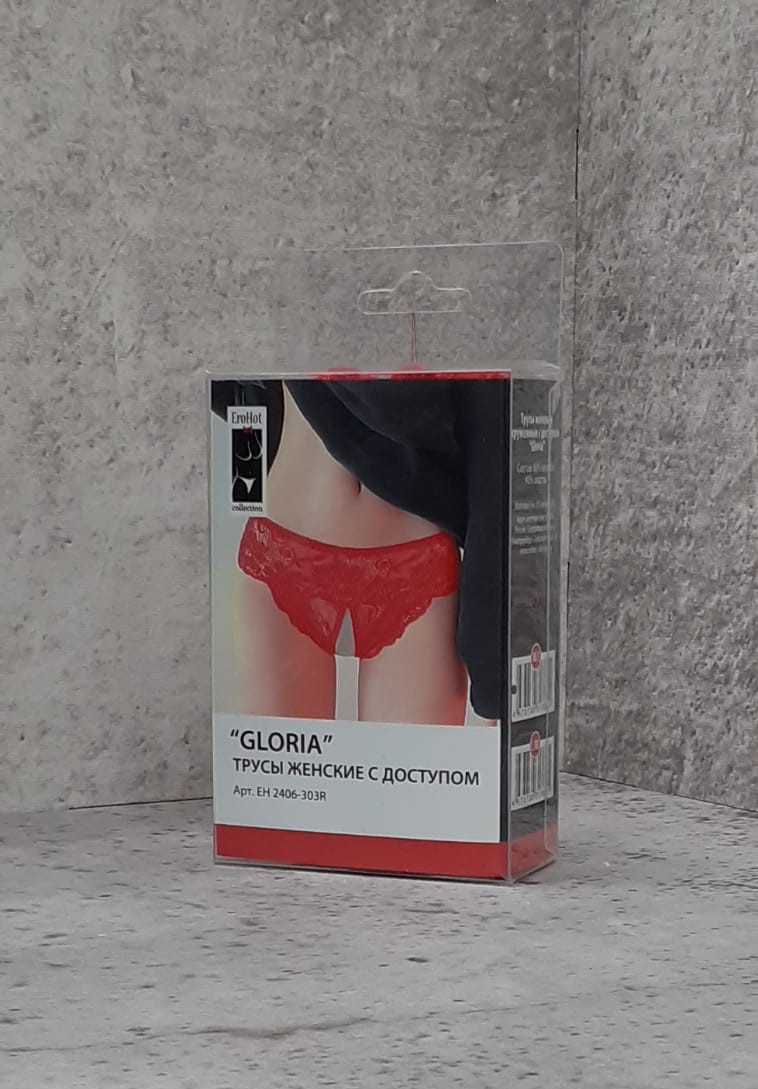Трусы женские кружевные с доступом "Gloria" красные