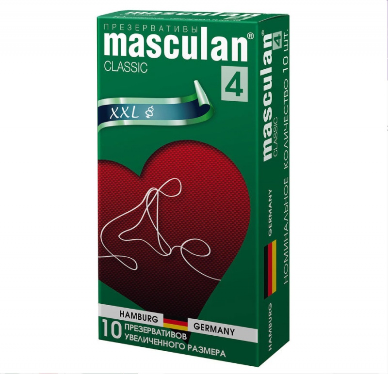 Masculan XXL classic Увеличенного размера и розового цвета, 10 шт