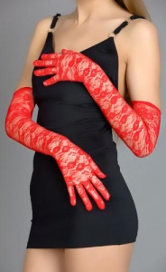 Перчатки гипюровые без оборки, очень длинные