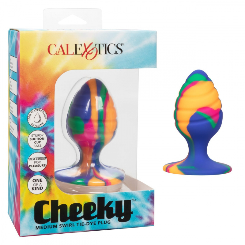 Текстурированная анальная пробка M из силикона CHEEKY MED SWIRL TIE-DYE PLUG