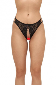 Трусы женские с доступом "Amour" кружевные черные