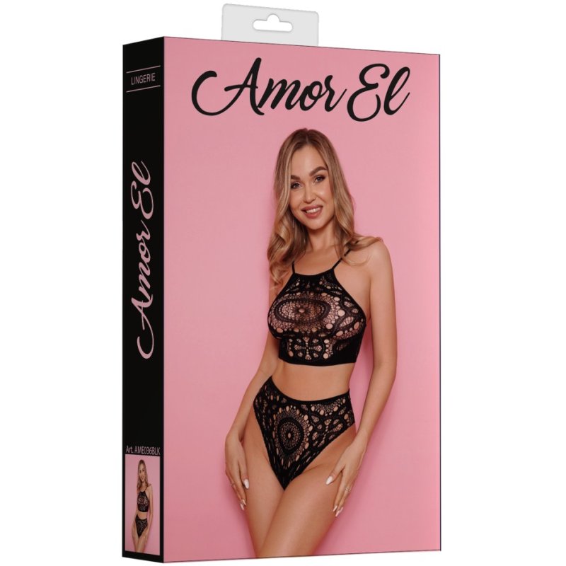 Amor El Комплект: топ и трусики, черный S/L
