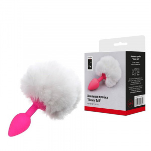 Анальная пробка "Bunny tail" силиконовая с белым хвостиком
