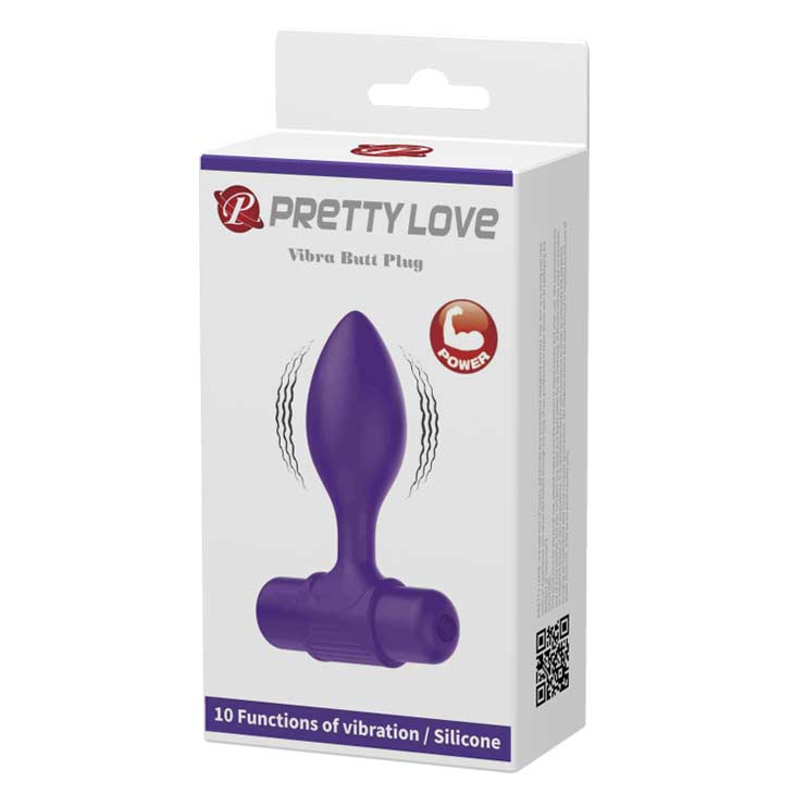 Анальная вибровтулка PrettyLove, 10 функций, фиолетовая