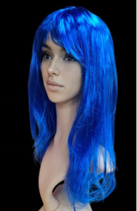 Парик карнавальный синий, длинные волосы
