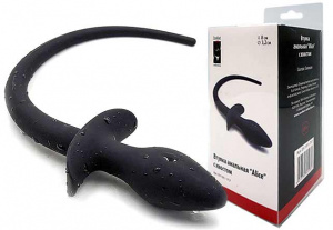 Втулка анальная силиконовая "Alice" с хвостом черная