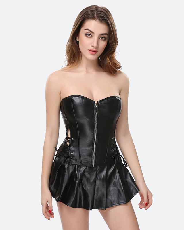 Корсет "под кожу" на шнуровке и молнии