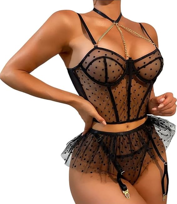 EroHot Perfect Комплект эротический "Mona": лиф, трусики и пояс-юбочка EroHot Perfect Комплект эротический "Mona": лиф, трусики и пояс-юбочка