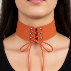 Чокер со шнуровкой, светло-коричневый