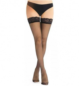 Чулки CH-815 с кружевом под пояс черные Чулки CH-815 с кружевом под пояс черные