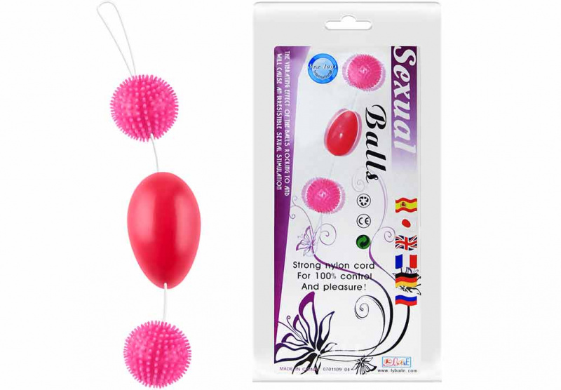 Анальный бисер "Sexual Balls" из 3-х звеньев: в виде яйца и 2-шариков с мягкими шипиками 