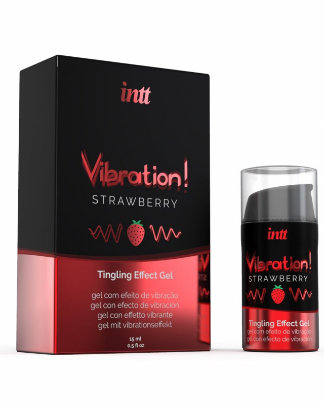 Intt Жидкий интимный гель с эффектом вибрации Strawberry, 15мл