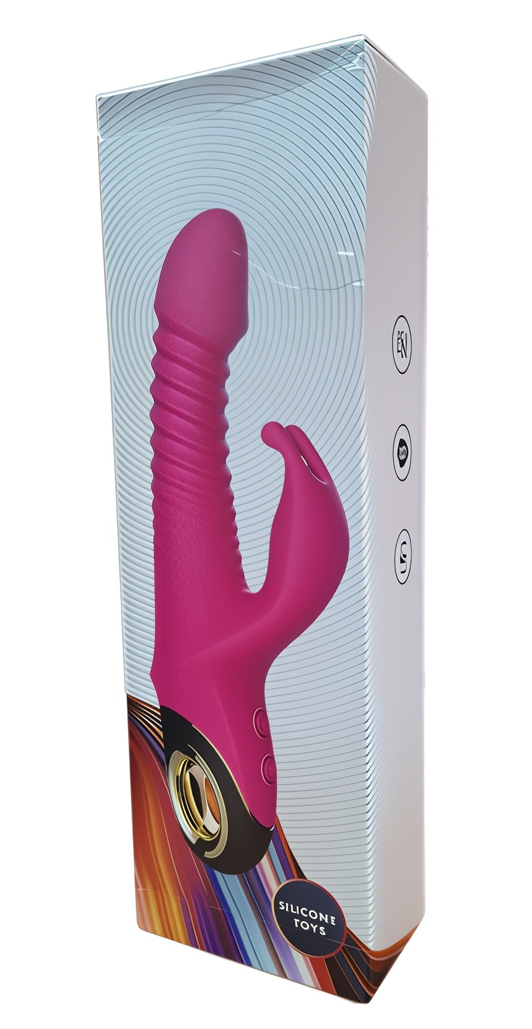 Вибратор "Thrusting vibrator" возвратно-поступательными движениями и клиторальным стимуляторм