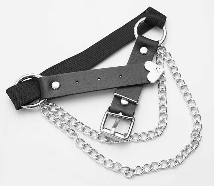 Подвязка кожаная на ногу "Anklet necklace" с цепью, регулируемая