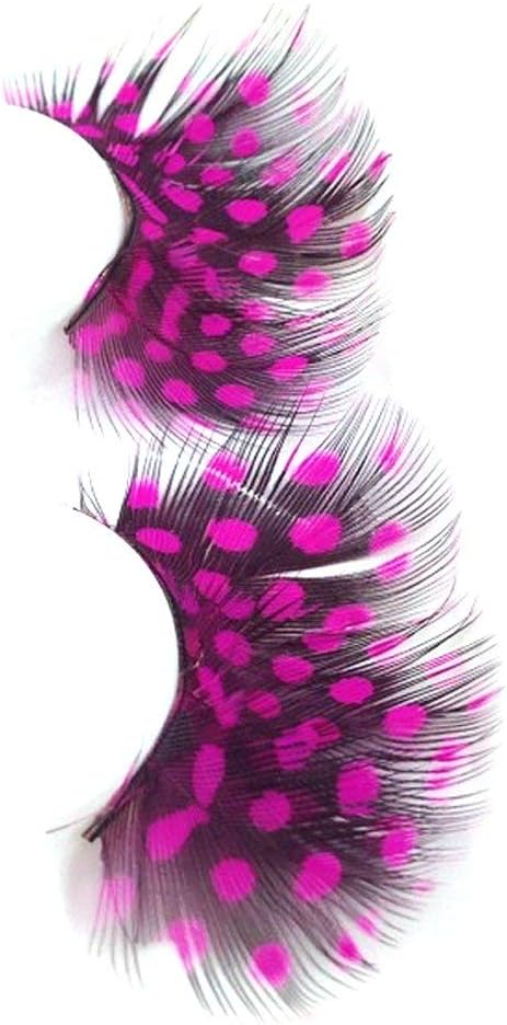 Ресницы "перья" черные в розовый горох