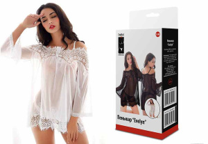 Пеньюар "Evelyn" белый прозрачный с открытыми плечами