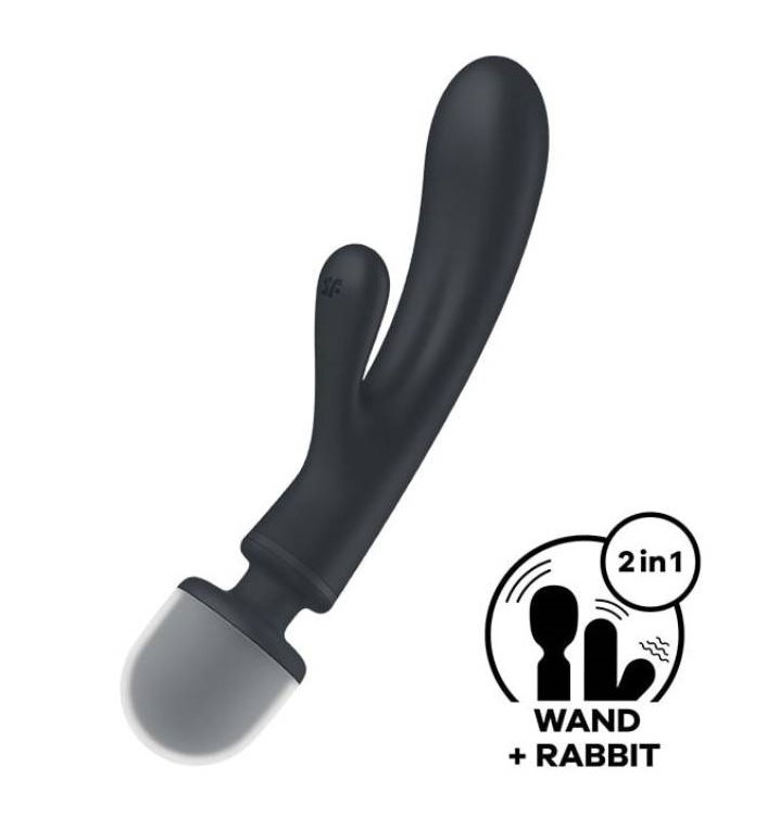 Satisfyer Вибромассажер Triple Lover (Wand + вибратор кролик 2в1, серый)