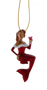 Подвеска на елку "Русалочка с бокалом"
