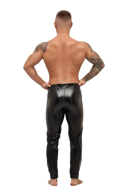 Легинсы мужские L-806 из материала Wetlook черные